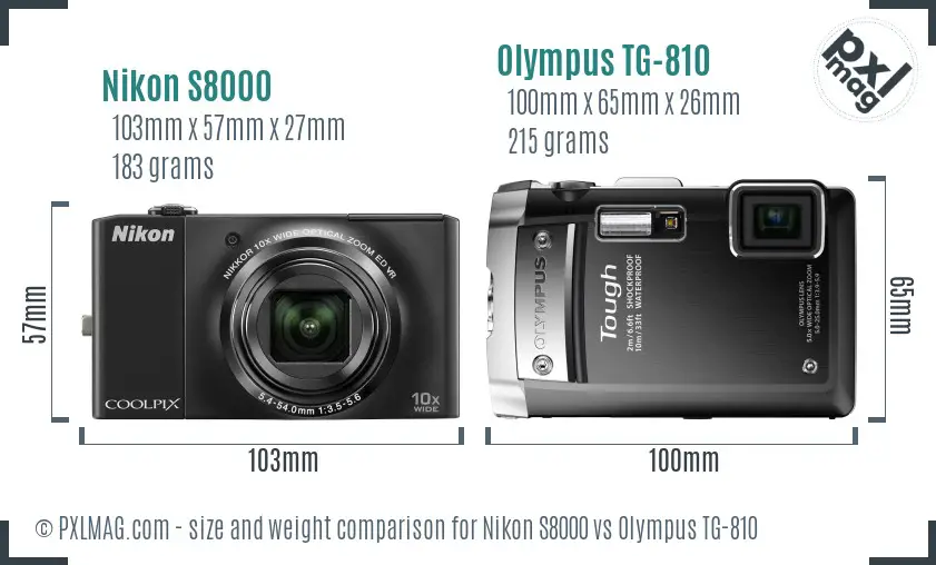 Nikon S8000 vs Olympus TG-810 size comparison