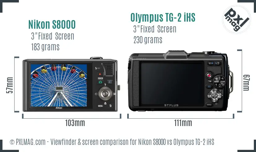 Nikon S8000 vs Olympus TG-2 iHS Screen and Viewfinder comparison