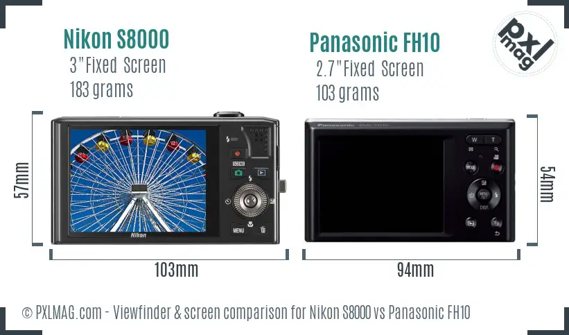 Nikon S8000 vs Panasonic FH10 Screen and Viewfinder comparison Nikon S8000 vs Panasonic FH10 Screen and Viewfinder comparison