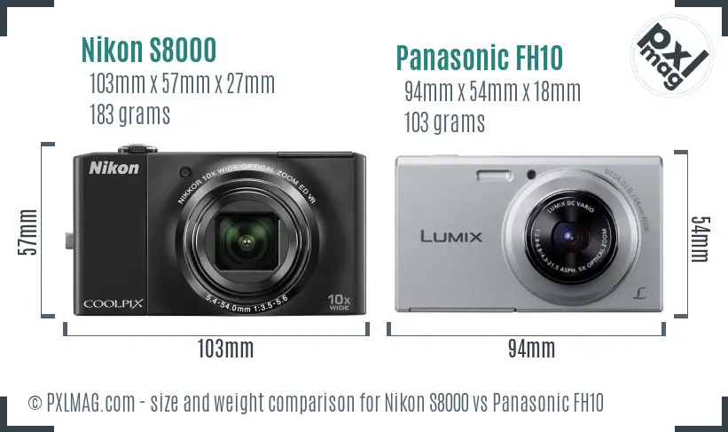 Nikon S8000 vs Panasonic FH10 size comparison Nikon S8000 vs Panasonic FH10 size comparison