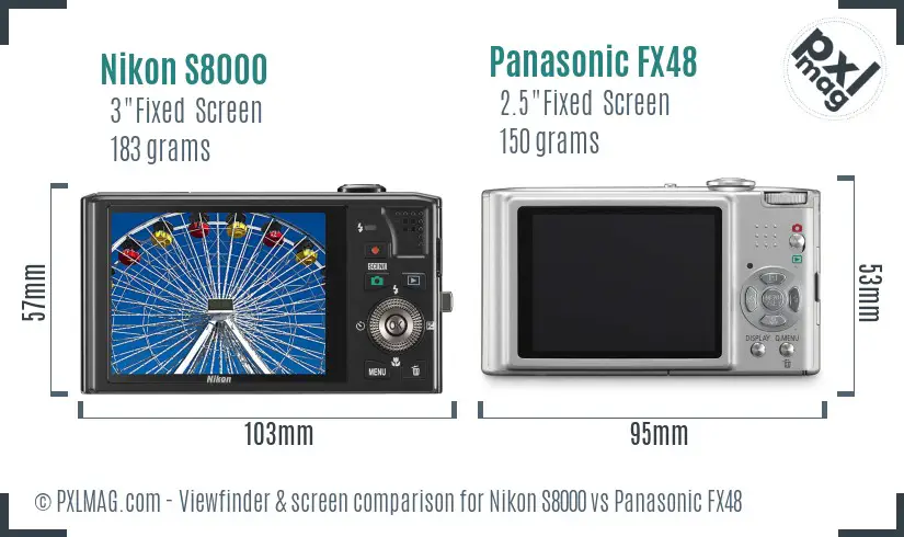 Nikon S8000 vs Panasonic FX48 Screen and Viewfinder comparison