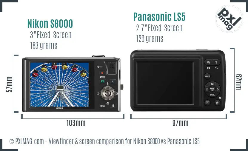 Nikon S8000 vs Panasonic LS5 Screen and Viewfinder comparison Nikon S8000 vs Panasonic LS5 Screen and Viewfinder comparison