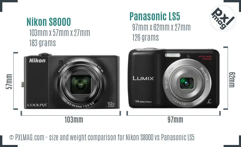 Nikon S8000 vs Panasonic LS5 size comparison Nikon S8000 vs Panasonic LS5 size comparison