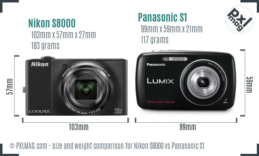 Nikon S8000 vs Panasonic S1 size comparison