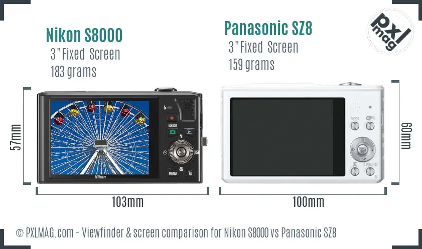 Nikon S8000 vs Panasonic SZ8 Screen and Viewfinder comparison Nikon S8000 vs Panasonic SZ8 Screen and Viewfinder comparison