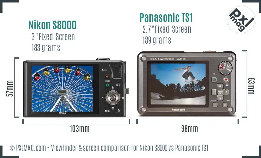 Nikon S8000 vs Panasonic TS1 Screen and Viewfinder comparison Nikon S8000 vs Panasonic TS1 Screen and Viewfinder comparison