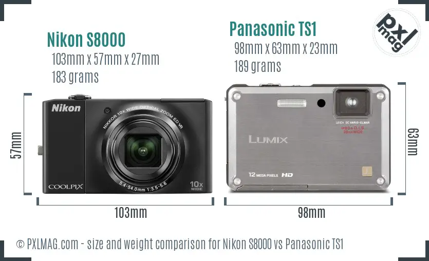 Nikon S8000 vs Panasonic TS1 size comparison Nikon S8000 vs Panasonic TS1 size comparison