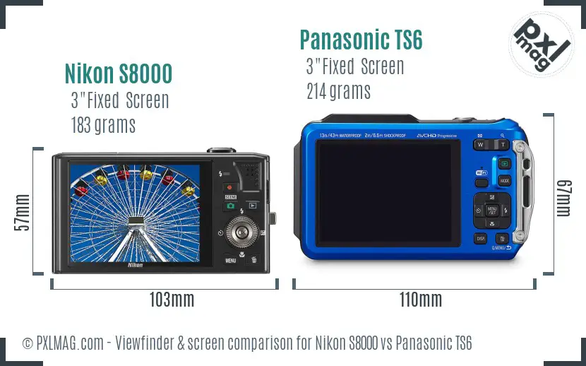Nikon S8000 vs Panasonic TS6 Screen and Viewfinder comparison Nikon S8000 vs Panasonic TS6 Screen and Viewfinder comparison