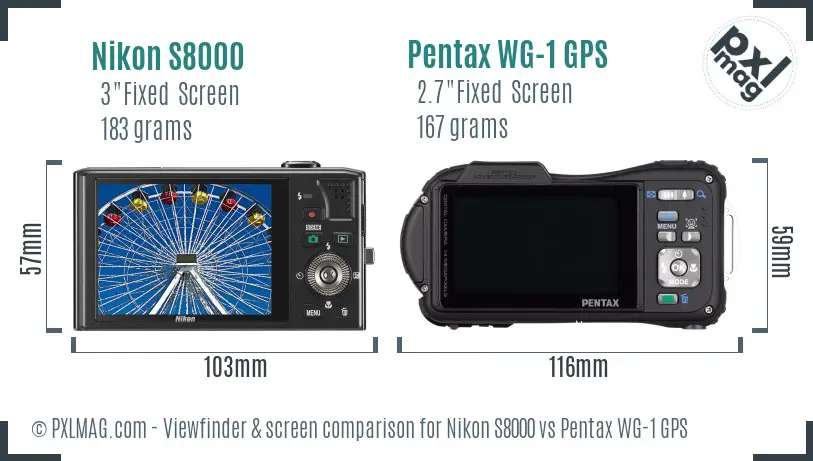 Nikon S8000 vs Pentax WG-1 GPS Screen and Viewfinder comparison Nikon S8000 vs Pentax WG-1 GPS Screen and Viewfinder comparison