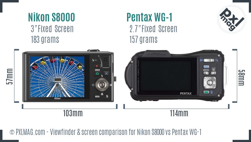 Nikon S8000 vs Pentax WG-1 Screen and Viewfinder comparison