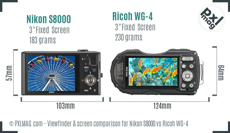 Nikon S8000 vs Ricoh WG-4 Screen and Viewfinder comparison