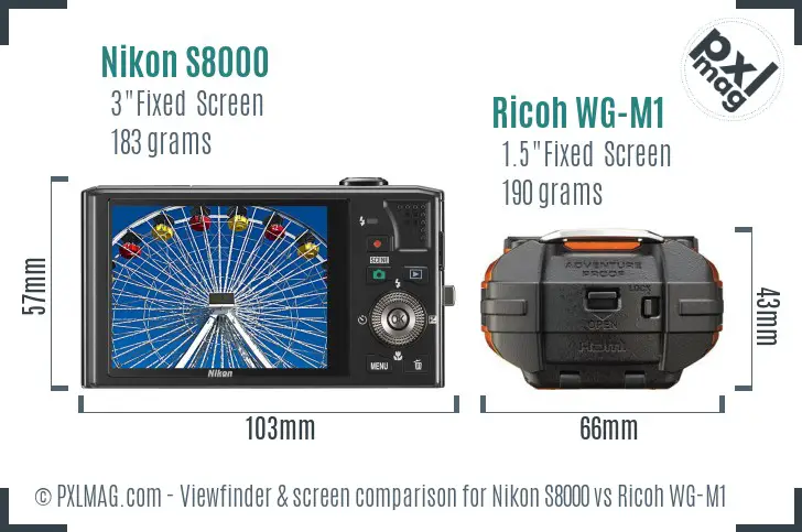 Nikon S8000 vs Ricoh WG-M1 Screen and Viewfinder comparison