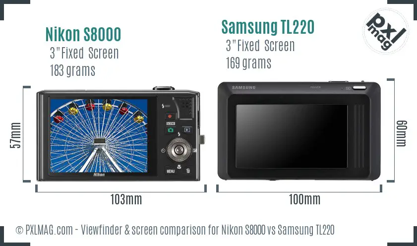 Nikon S8000 vs Samsung TL220 Screen and Viewfinder comparison