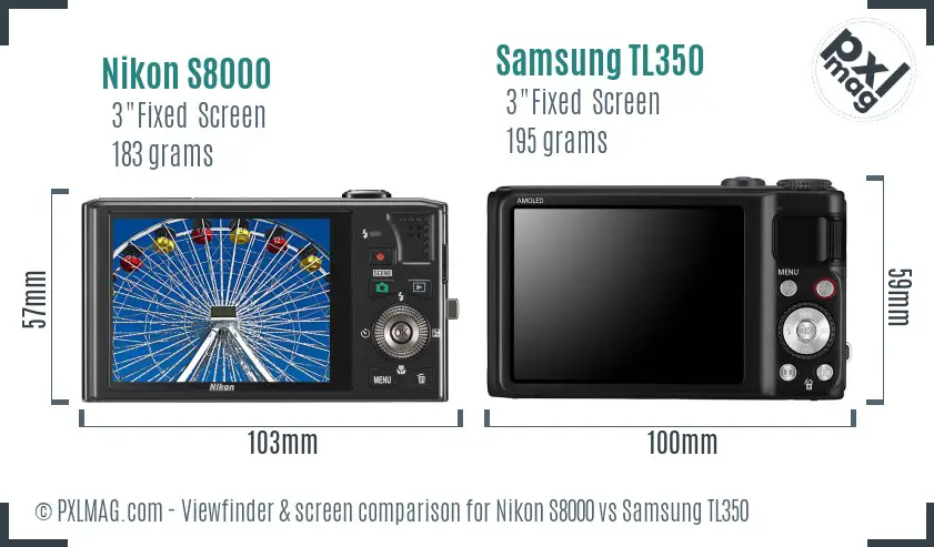 Nikon S8000 vs Samsung TL350 Screen and Viewfinder comparison Nikon S8000 vs Samsung TL350 Screen and Viewfinder comparison
