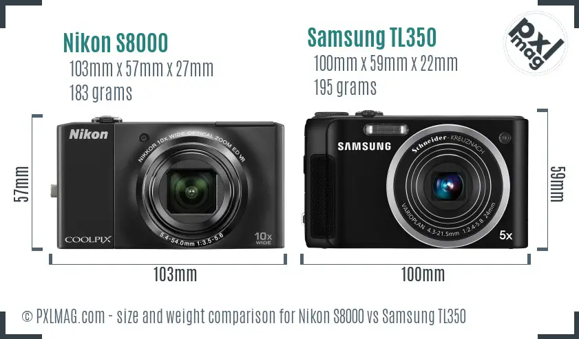 Nikon S8000 vs Samsung TL350 size comparison Nikon S8000 vs Samsung TL350 size comparison