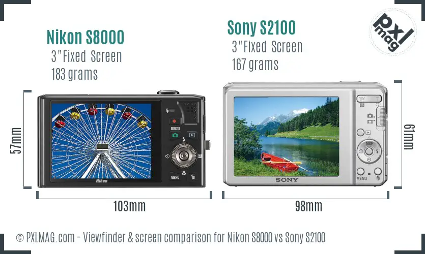Nikon S8000 vs Sony S2100 Screen and Viewfinder comparison Nikon S8000 vs Sony S2100 Screen and Viewfinder comparison