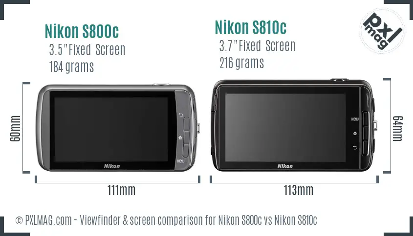 Nikon S800c vs Nikon S810c Screen and Viewfinder comparison
