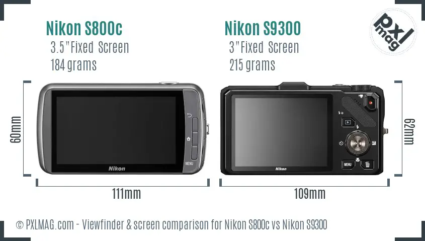 Nikon S800c vs Nikon S9300 Screen and Viewfinder comparison