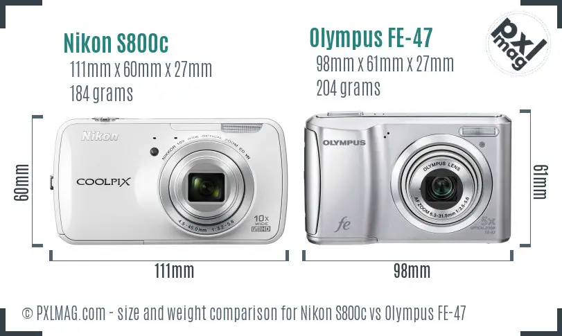 Nikon S800c vs Olympus FE-47 size comparison Nikon S800c vs Olympus FE-47 size comparison