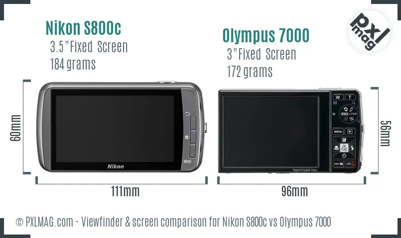 Nikon S800c vs Olympus 7000 Screen and Viewfinder comparison