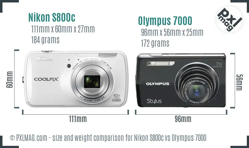 Nikon S800c vs Olympus 7000 size comparison