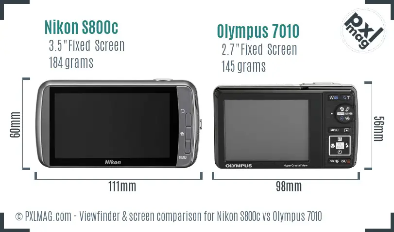 Nikon S800c vs Olympus 7010 Screen and Viewfinder comparison