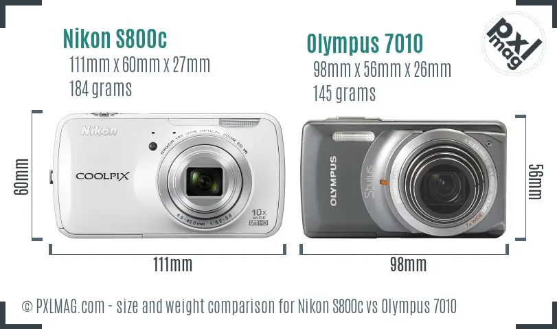 Nikon S800c vs Olympus 7010 size comparison