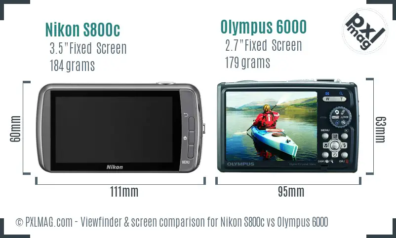 Nikon S800c vs Olympus 6000 Screen and Viewfinder comparison Nikon S800c vs Olympus 6000 Screen and Viewfinder comparison