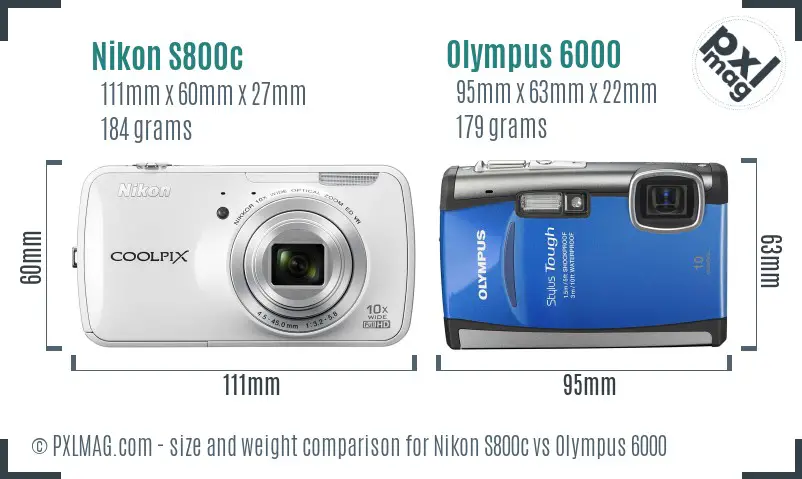 Nikon S800c vs Olympus 6000 size comparison Nikon S800c vs Olympus 6000 size comparison