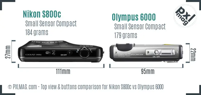 Nikon S800c vs Olympus 6000 top view buttons comparison Nikon S800c vs Olympus 6000 top view buttons comparison