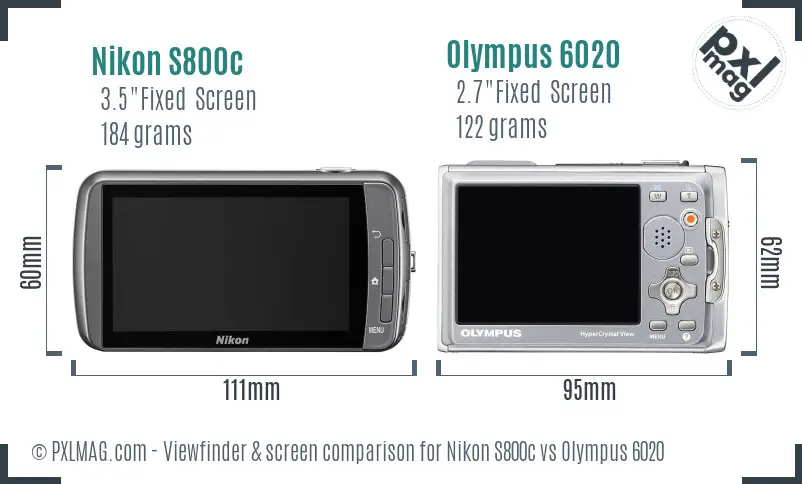 Nikon S800c vs Olympus 6020 Screen and Viewfinder comparison
