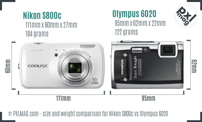 Nikon S800c vs Olympus 6020 size comparison