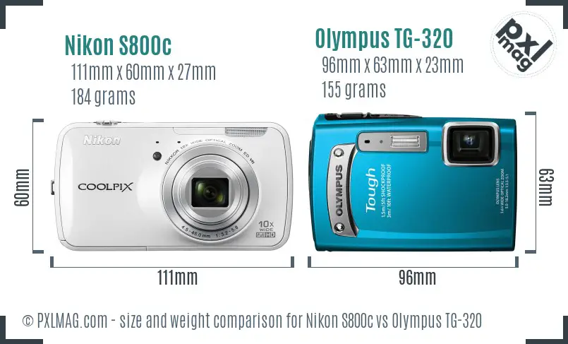 Nikon S800c vs Olympus TG-320 size comparison Nikon S800c vs Olympus TG-320 size comparison