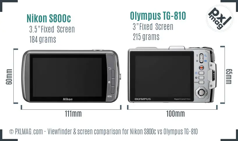 Nikon S800c vs Olympus TG-810 Screen and Viewfinder comparison