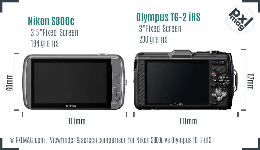 Nikon S800c vs Olympus TG-2 iHS Screen and Viewfinder comparison