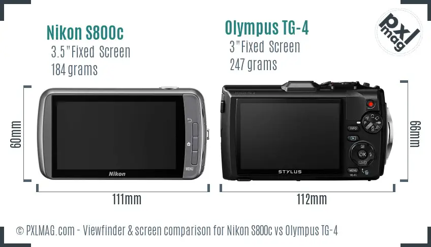 Nikon S800c vs Olympus TG-4 Screen and Viewfinder comparison Nikon S800c vs Olympus TG-4 Screen and Viewfinder comparison