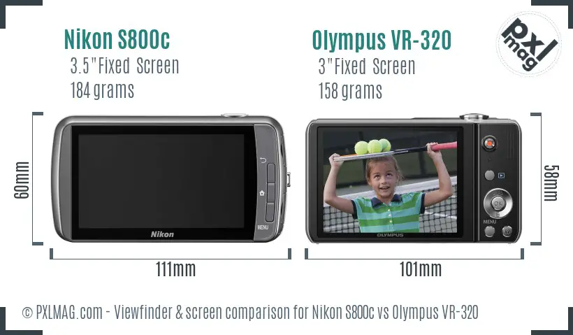 Nikon S800c vs Olympus VR-320 Screen and Viewfinder comparison