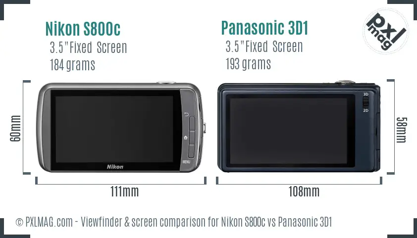 Nikon S800c vs Panasonic 3D1 Screen and Viewfinder comparison
