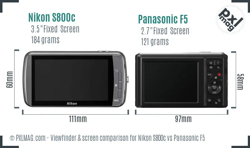 Nikon S800c vs Panasonic F5 Screen and Viewfinder comparison