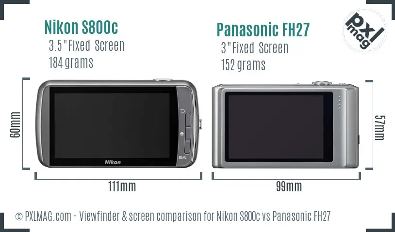 Nikon S800c vs Panasonic FH27 Screen and Viewfinder comparison
