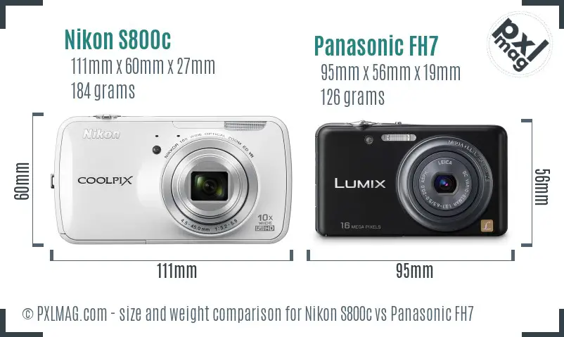 Nikon S800c vs Panasonic FH7 size comparison Nikon S800c vs Panasonic FH7 size comparison