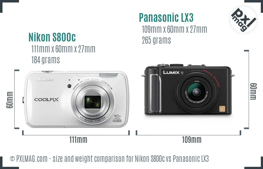 Nikon S800c vs Panasonic LX3 size comparison Nikon S800c vs Panasonic LX3 size comparison