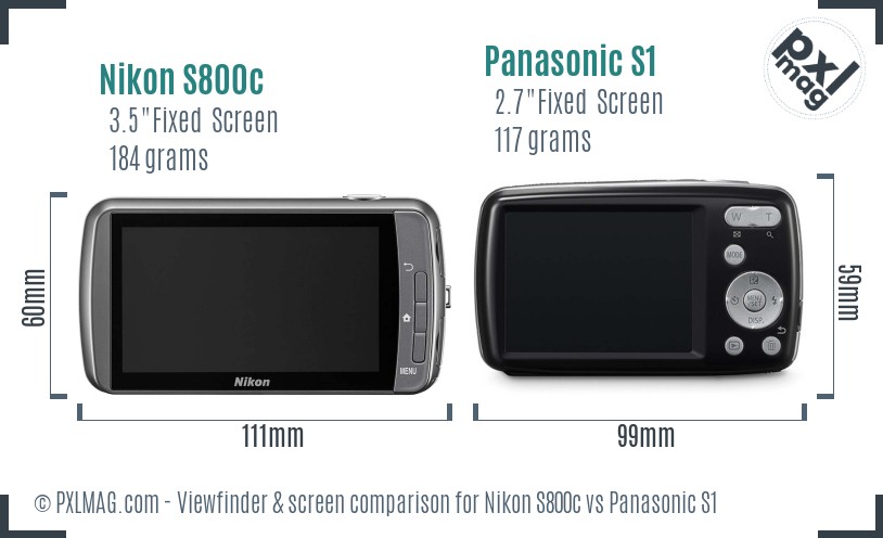 Nikon S800c vs Panasonic S1 Screen and Viewfinder comparison