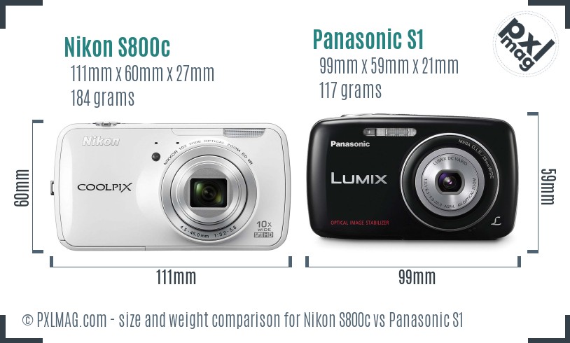 Nikon S800c vs Panasonic S1 size comparison