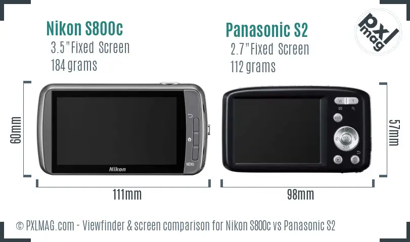 Nikon S800c vs Panasonic S2 Screen and Viewfinder comparison