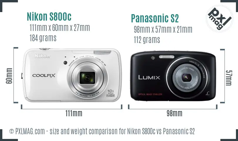 Nikon S800c vs Panasonic S2 size comparison