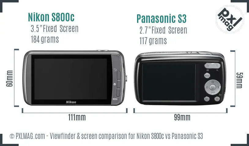 Nikon S800c vs Panasonic S3 Screen and Viewfinder comparison