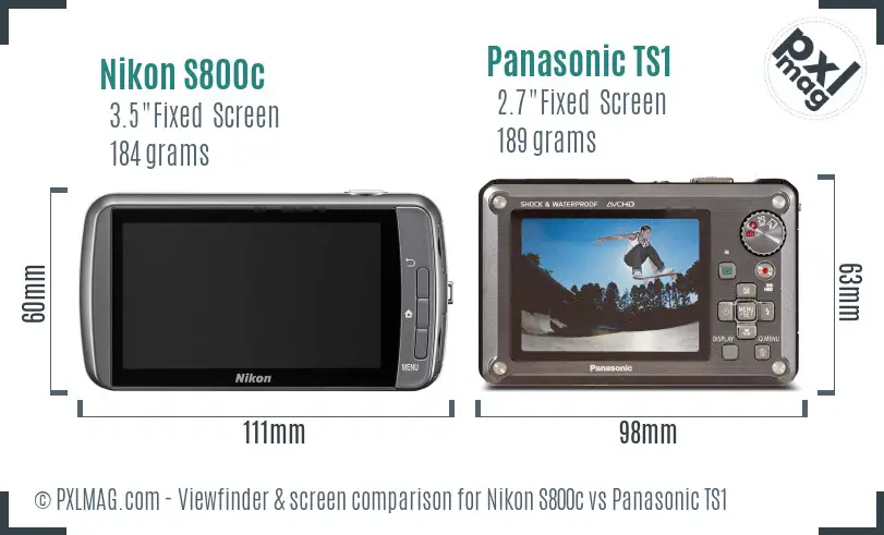 Nikon S800c vs Panasonic TS1 Screen and Viewfinder comparison