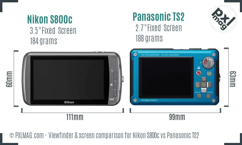 Nikon S800c vs Panasonic TS2 Screen and Viewfinder comparison