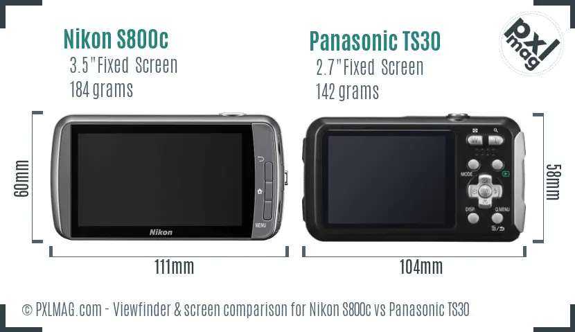 Nikon S800c vs Panasonic TS30 Screen and Viewfinder comparison Nikon S800c vs Panasonic TS30 Screen and Viewfinder comparison